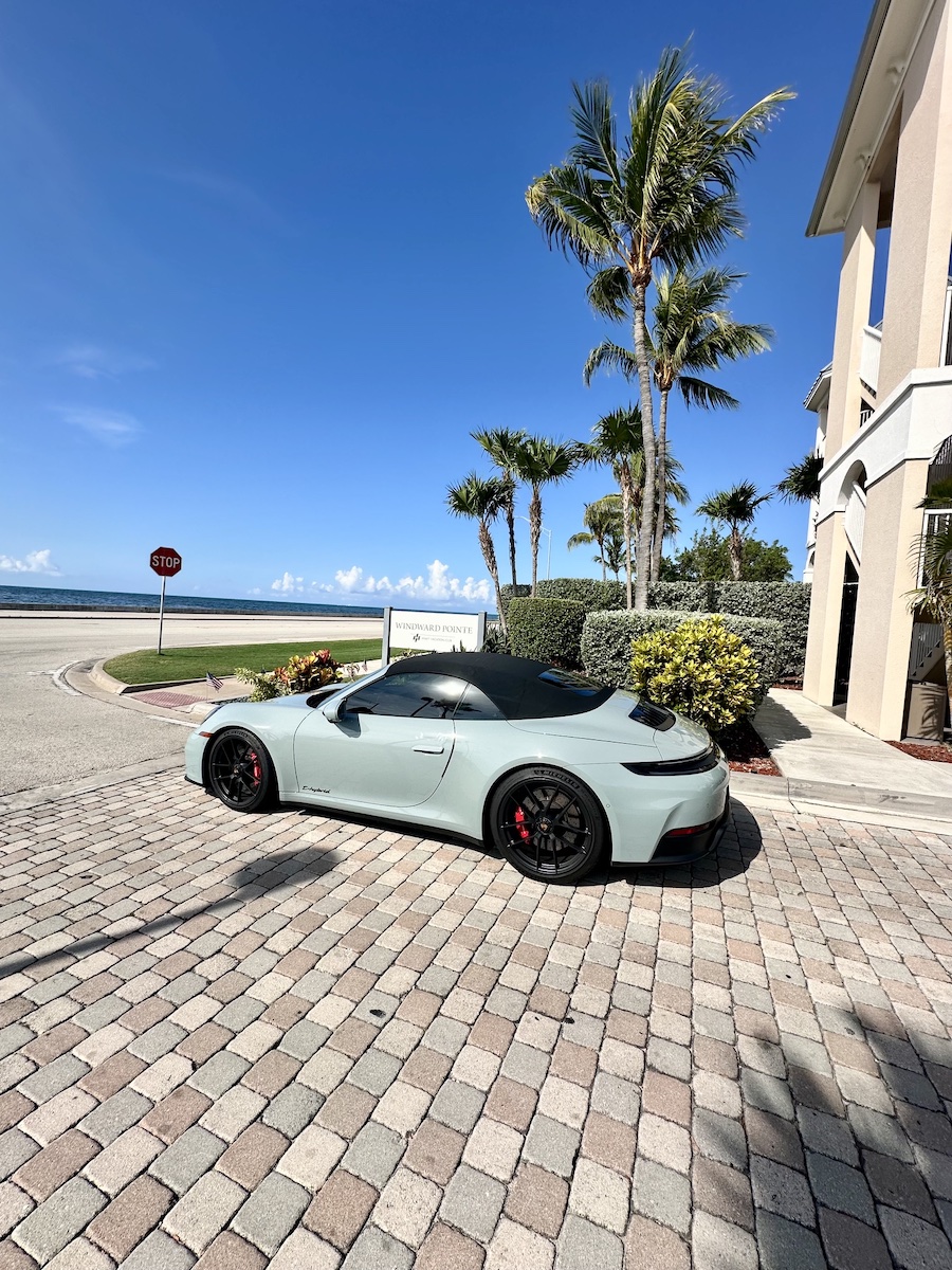 One-way exotic car rental Miami to Key West — Porsche 911 GTS Convertible delivered to a Key West resort